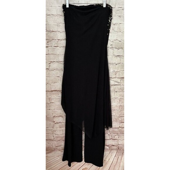 Vintage Black Strapless Jumpsuit Kiss Kiss Y2K 90s Disco Clubwear NEW Size S - Picture 4 of 6